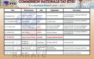 Stages et compétitions Commission Nationale 2020-2021