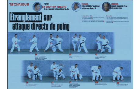 Technique d'étranglement sur attaque de poing &amp; Technique de Clé sur attaque au bâton